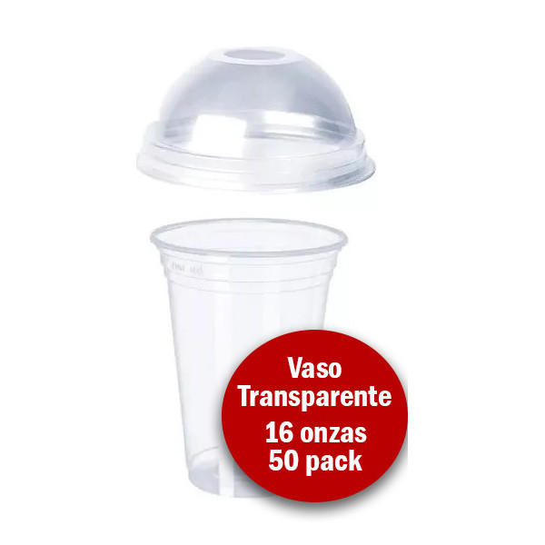 Vasos Con Tapa Domo 16oz Pack 50 Unidades