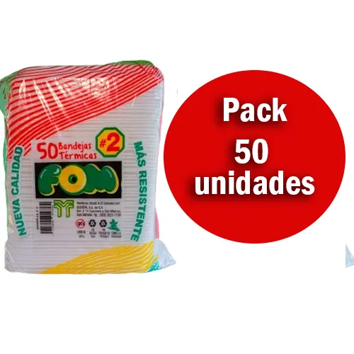 Bandeja #2 Blanca Sin Tapadera Paquete de 50 Unidades