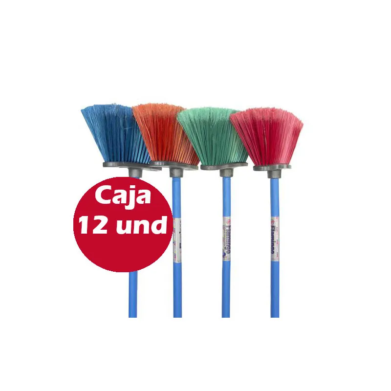 Escoba Flamingo palo solido, Caja de 12 unidades